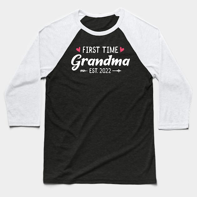 First Time Grandma 2022 Grandma To Be Announcement Baseball T-Shirt by Rengaw Designs